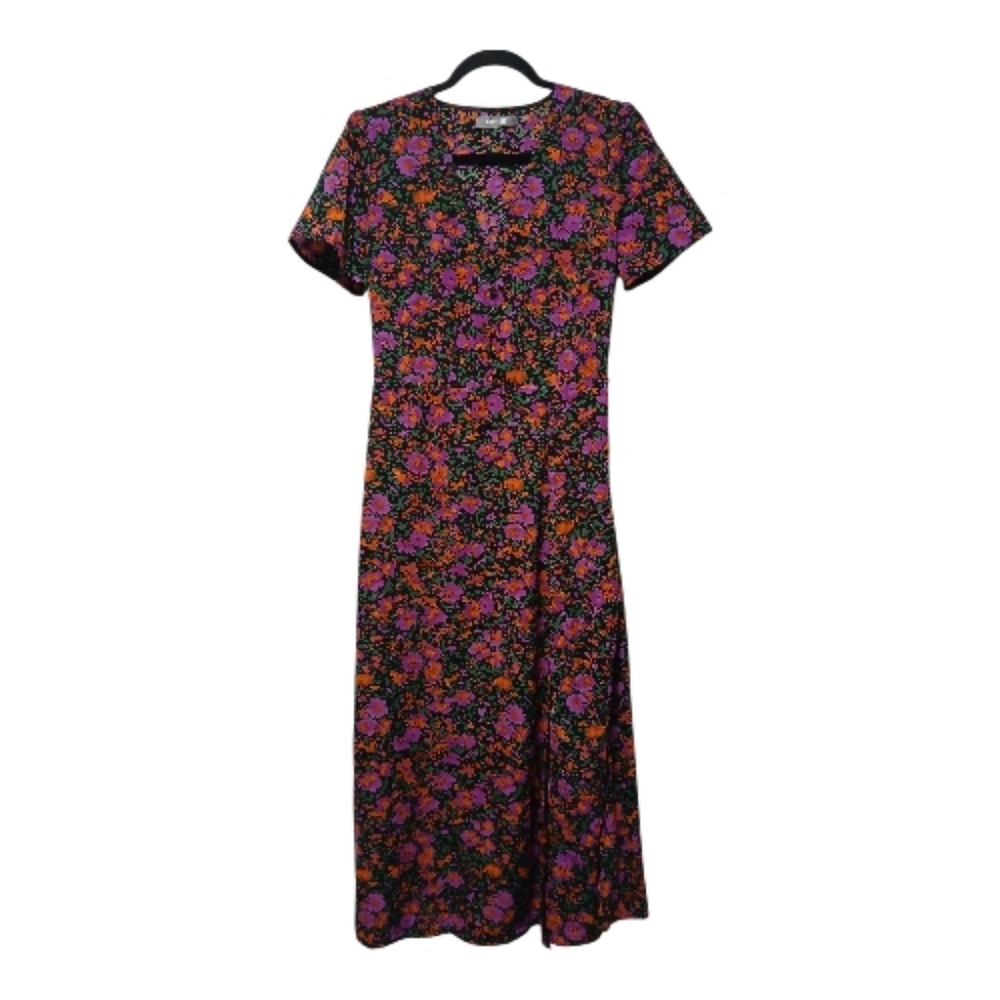 Missguided Half Button Long Floral Tea Dress Size 6